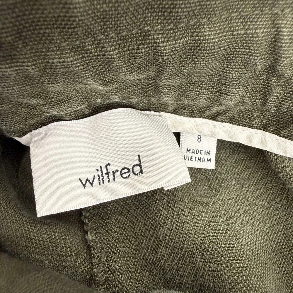 Aritzia Wilfred Allant Linen Blend‎ Trousers Womens 8 Olive Green Pleated Pant